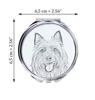 Australian Terrier, Aussie - Pocket mirror with a dog, personalized mirror for a purse, compact mirror with Art-Dog brand print.