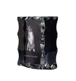 Österreichischer Pinscher - Kristall mit einem Hundebild, Glasstatuette mit einem Bild, einzigartiger Bilderrahmen der Marke Art-Dog