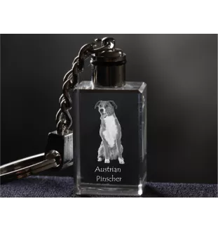 Austrian Pinscher, Österreichischer Pinscher - Crystal key ring with dog photo, illuminated key ring, unique gift by Art-Dog brand