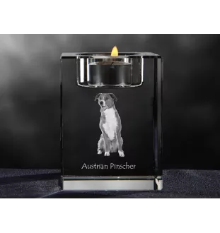 Pinczer austriacki świecznik kryształowy z psem Art-Dog