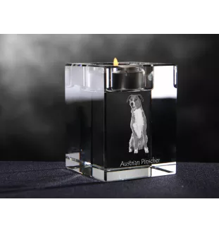 Pinczer austriacki świecznik kryształowy z psem Art-Dog
