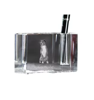 Pinscher autrichien - Porte-stylos, organiseur en cristal avec photo de chien, décoration de bureau unique par la marque Art-Dog