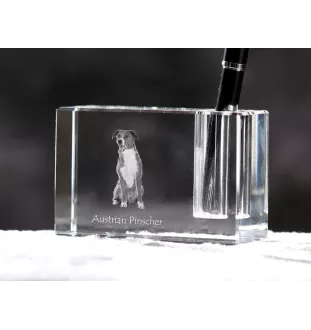Austrian Pinscher, Österreichischer Pinscher - Pen stand, crystal organiser with dog photo, unique desk decoration by Art-Dog brand