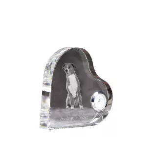 Österreichischer Pinscher - Kristalluhr mit einem Hundebild, Herzregal-Uhr, personalisierte Standuhr der Marke Art-Dog