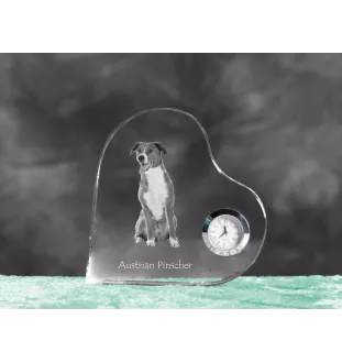 Pinscher autrichien - horloge en cristal avec une photo de chien, horloge de table en forme de cœur, horloge debout personnalisée de la marque Art-Dog