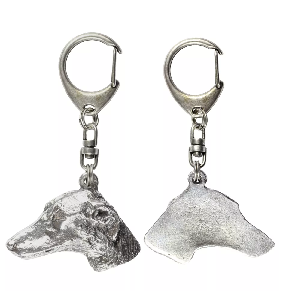 Azawakh, Tuareg Sloughi - Silver-plated key ring with dog, handbag decoration, backpack pendant by Art-Dog brand