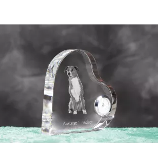 Pinscher autrichien - horloge en cristal avec une photo de chien, horloge de table en forme de cœur, horloge debout personnalisée de la marque Art-Dog