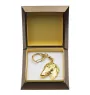 Azawakh, Tuareg Sloughi II - Gilded key ring with dog in gift box, handbag decoration, luxury accessory by Art-Dog brand