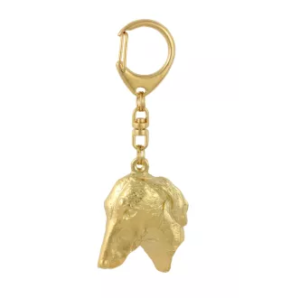 Azawakh, Tuareg Sloughi II - Gilded key ring with dog in gift box, handbag decoration, luxury accessory by Art-Dog brand