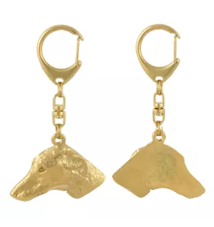 Azawakh, Tuareg Sloughi - Gilded key ring with dog in gift box, handbag decoration, luxury accessory by Art-Dog brand