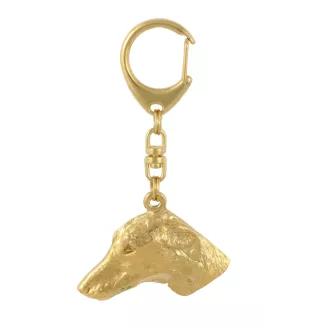 Azawakh, Tuareg Sloughi - Gilded key ring with dog in gift box, handbag decoration, luxury accessory by Art-Dog brand
