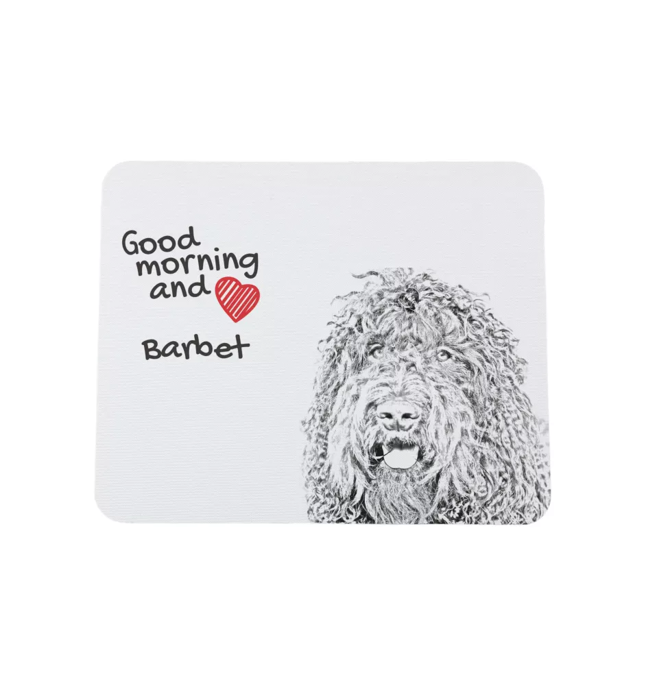 Barbet, Französischer Wasserhund - Mauspad mit Druck, personalisiertes Mauspad mit Hund, einzigartiges Gadget für Büroangestellte von Art-Dog.