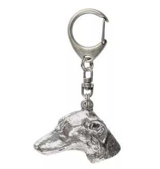 Azawakh, Tuareg Sloughi - Silver-plated key ring with a dog in a gift box, handbag decoration, backpack pendant by Art-Dog brand
