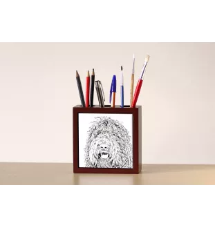 Barbet, French Water Dog - pen holder with a dog, desk organizer with a print, personalized desk decoration from the Art-Dog brand.