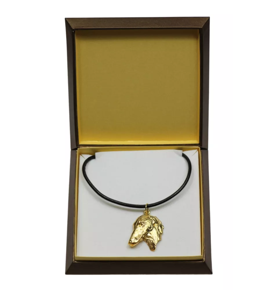 Azawakh II - Hundehalsband in Geschenkbox, vergoldeter Anhänger für Hundefans, auffälliger Schmuck von Art-Dog