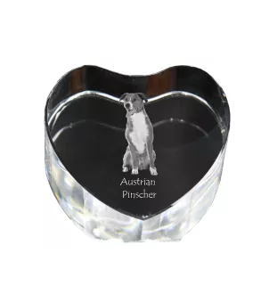 Austrian Pinscher, Österreichischer Pinscher - a photo of a dog in crystal, crystal heart, unique photo frame from the Art-Dog brand