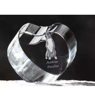 Austrian Pinscher, Österreichischer Pinscher - a photo of a dog in crystal, crystal heart, unique photo frame from the Art-Dog brand