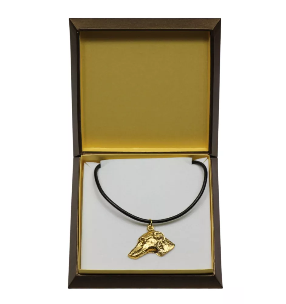 Azawakh, Azawagh - Collier de chien dans une boîte cadeau, pendentif plaqué or pour les fans de chiens, bijoux remarquables par Art-Dog