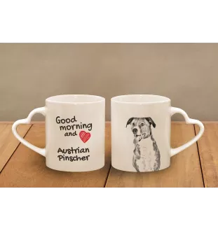 Österreichischer Pinscher - Tasse mit Hund, entzückende Tasse mit herzförmigem Henkel, universelles Geschenk der Marke Art-Dog
