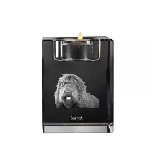 Barbet, Französischer Wasserhund - Kerzenhalter mit Hundefoto, Teelichthalter aus Kristall, personalisiertes Geschenk der Marke Art-Dog