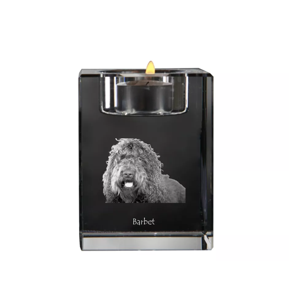 Barbet - Bougeoir avec photo de chien, porte bougie en cristal, cadeau personnalisé par la marque Art-Dog