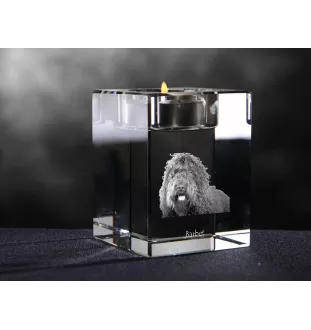 Barbet, French Water Dog - Candle holder with dog photo, crystal tealight holder, personalised gift by Art-Dog brand