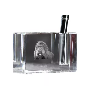 Barbet, French Water Dog - Pen stand, crystal organiser with dog photo, unique desk decoration by Art-Dog brand