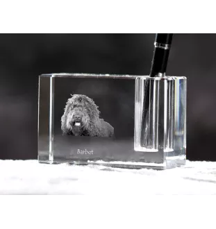 Barbet - Porte-stylos, organiseur en cristal avec photo de chien, décoration de bureau unique par la marque Art-Dog