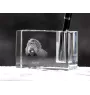 Barbet, Französischer Wasserhund - Stifthalter, Kristallorganizer mit Hundefoto, einzigartige Schreibtischdekoration der Marke Art-Dog