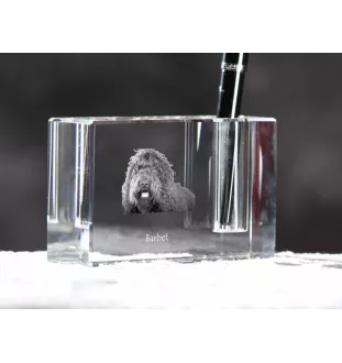 Barbet, French Water Dog - Pen stand, crystal organiser with dog photo, unique desk decoration by Art-Dog brand