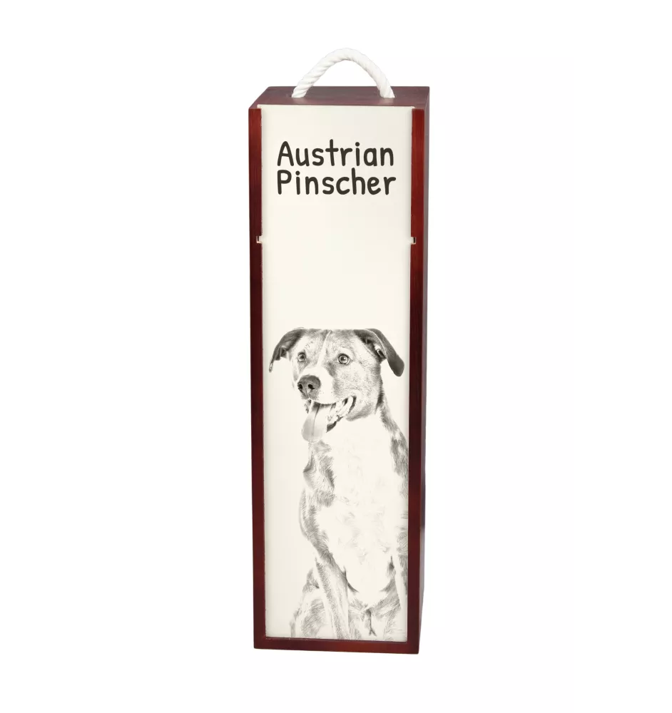 Austrian Pinscher, Österreichischer Pinscher - wine box with a dog, alcohol box with graphics, personalized gift box from the Art-Dog brand