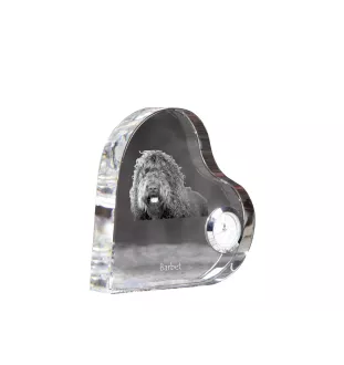 Barbet, Französischer Wasserhund - Kristalluhr mit einem Hundebild, Herzregal-Uhr, personalisierte Standuhr der Marke Art-Dog