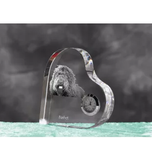 Barbet, Französischer Wasserhund - Kristalluhr mit einem Hundebild, Herzregal-Uhr, personalisierte Standuhr der Marke Art-Dog