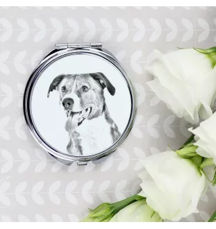 Österreichischer Pinscher - Taschenspiegel mit Hund, personalisierter Taschenspiegel, kompakter Spiegel mit Art-Dog-Logo