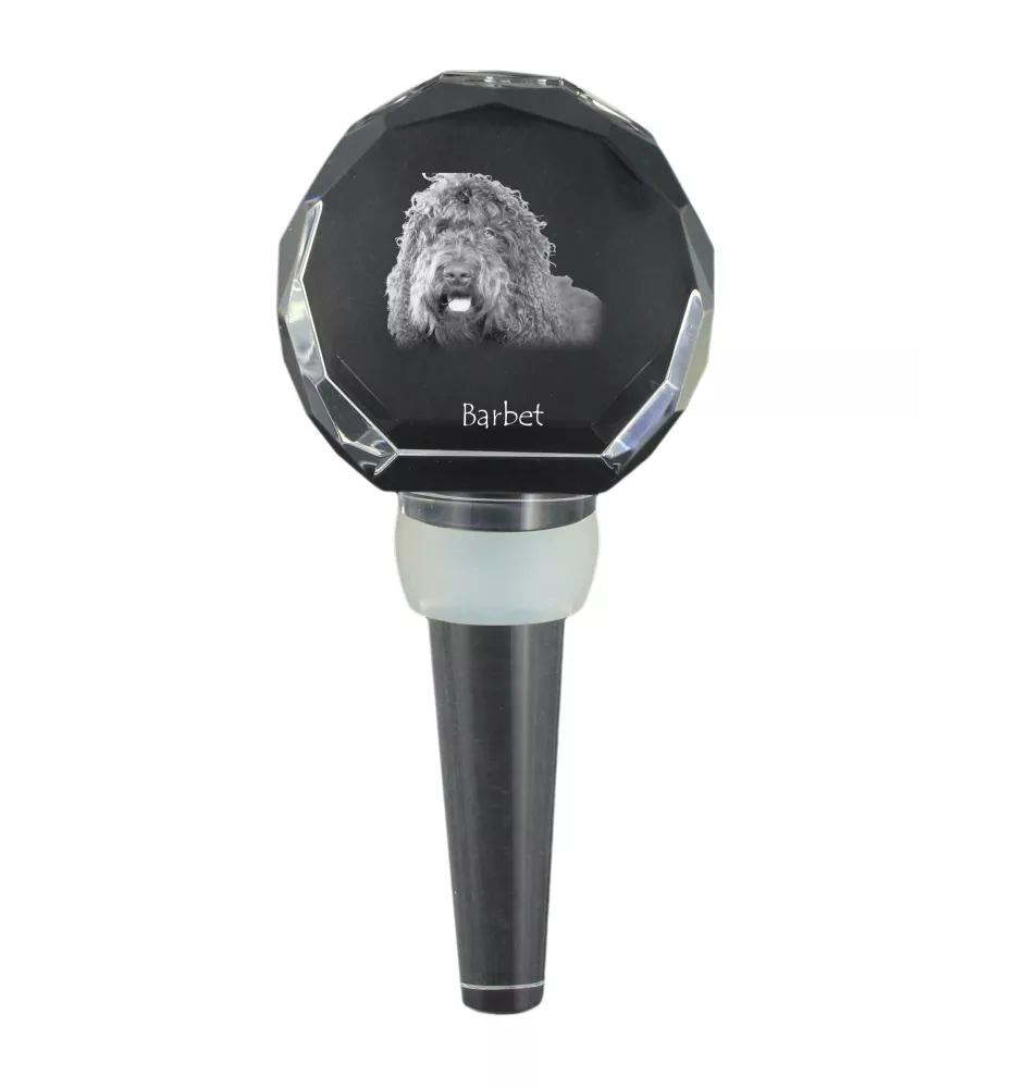 Barbet, French Water Dog - Crystal bottle stopper, unique wine stopper with photo, personalised gift for sommelier by Art-Dog brand