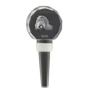 Barbet, French Water Dog - Crystal bottle stopper, unique wine stopper with photo, personalised gift for sommelier by Art-Dog brand