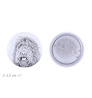 Barbet, Französischer Wasserhund - Anstecknadel mit Ihrem Hund, fügen Sie Ihr eigenes Foto hinzu, Marke Art-Dog