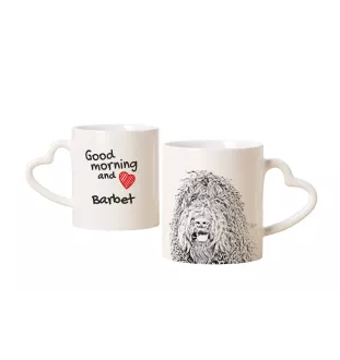 Barbet, French Water Dog - cup with a dog, adorable cup with a heart-shaped handle, universal gift from the Art-Dog brand