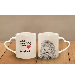 Barbet, Französischer Wasserhund - Tasse mit Hund, entzückende Tasse mit herzförmigem Henkel, universelles Geschenk der Marke Art-Dog
