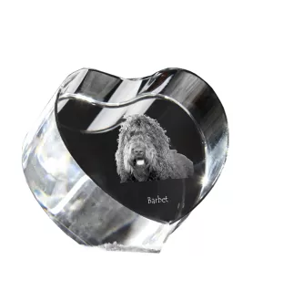 Barbet - une photo de chien dans un cristal, un cœur en cristal, un cadre photo exceptionnel de la marque Art-Dog