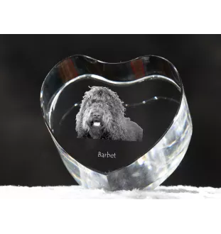 Barbet, Französischer Wasserhund - Hundebild im Kristall, Kristallherz, einzigartiger Bilderrahmen der Marke Art-Dog