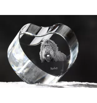 Barbet - une photo de chien dans un cristal, un cœur en cristal, un cadre photo exceptionnel de la marque Art-Dog