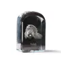 Barbet, French Water Dog - crystal cube with a photo, photo of a dog in crystal, cubic paperweight from Art-Dog brand