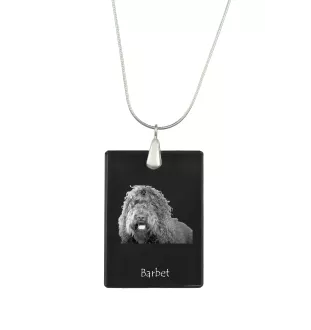 Barbet, French Water Dog - Crystal pendant with dog, silver necklace with photo, personalised pendant by Art-Dog brand
