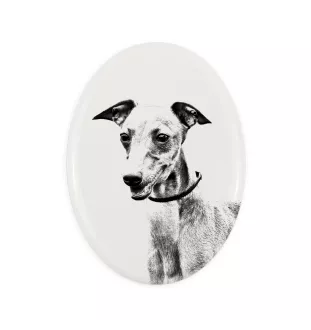 Azawakh - Gedenktafel mit einem Foto eines Hundes, Grabplatte mit Druck, personalisierte ovale Platte der Marke Art-Dog