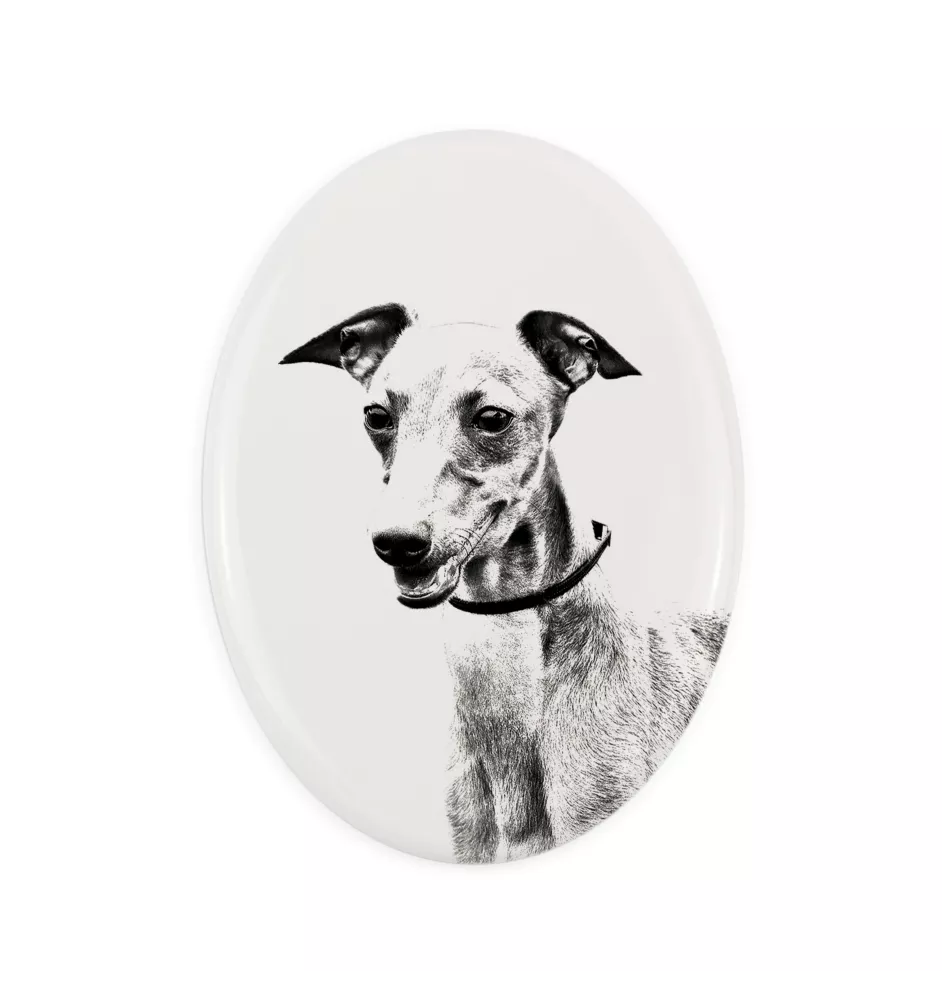 Azawakh - Gedenktafel mit einem Foto eines Hundes, Grabplatte mit Druck, personalisierte ovale Platte der Marke Art-Dog