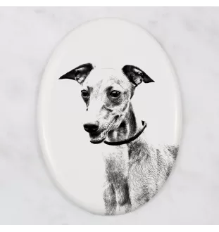 Azawakh - Gedenktafel mit einem Foto eines Hundes, Grabplatte mit Druck, personalisierte ovale Platte der Marke Art-Dog