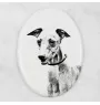Azawakh - Gedenktafel mit einem Foto eines Hundes, Grabplatte mit Druck, personalisierte ovale Platte der Marke Art-Dog