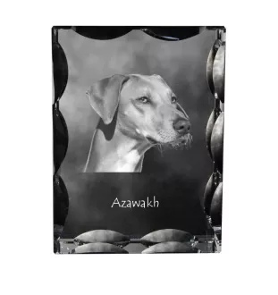 Azawakh - Kristall mit einem Hundebild, Glasstatuette mit einem Bild, einzigartiger Bilderrahmen der Marke Art-Dog