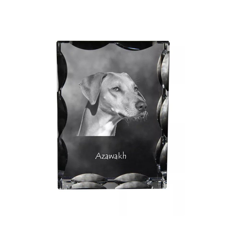 Azawakh - Kristall mit einem Hundebild, Glasstatuette mit einem Bild, einzigartiger Bilderrahmen der Marke Art-Dog